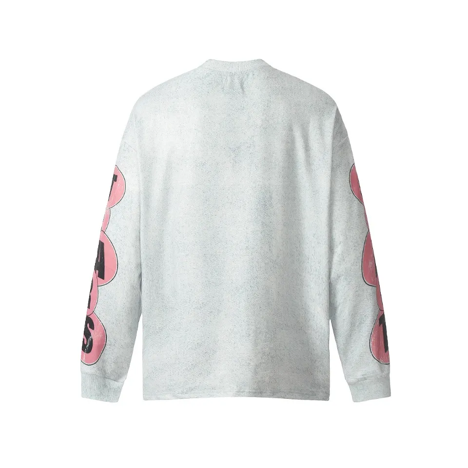 Saint michael tears all-over printed long-sleeved vintage autumn and winter T-shirt Style number: 101 Size: M L XL Wholesale price: 136 Color: floral gray green